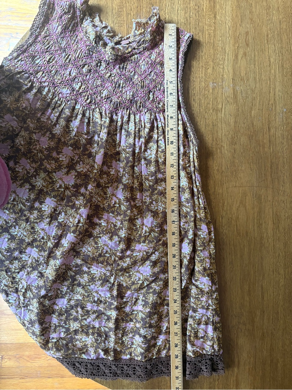 Free People Shea Printed Mini Dress in a brown and pink floral print, - Picture 9 of 10
